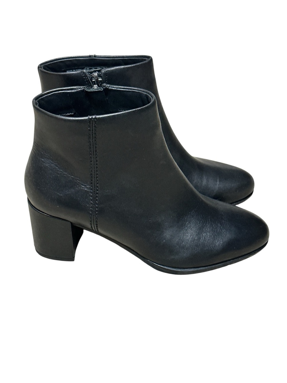 Clarks Freva55 Zip Black Leather Block Heel Ankle Boots Size 7